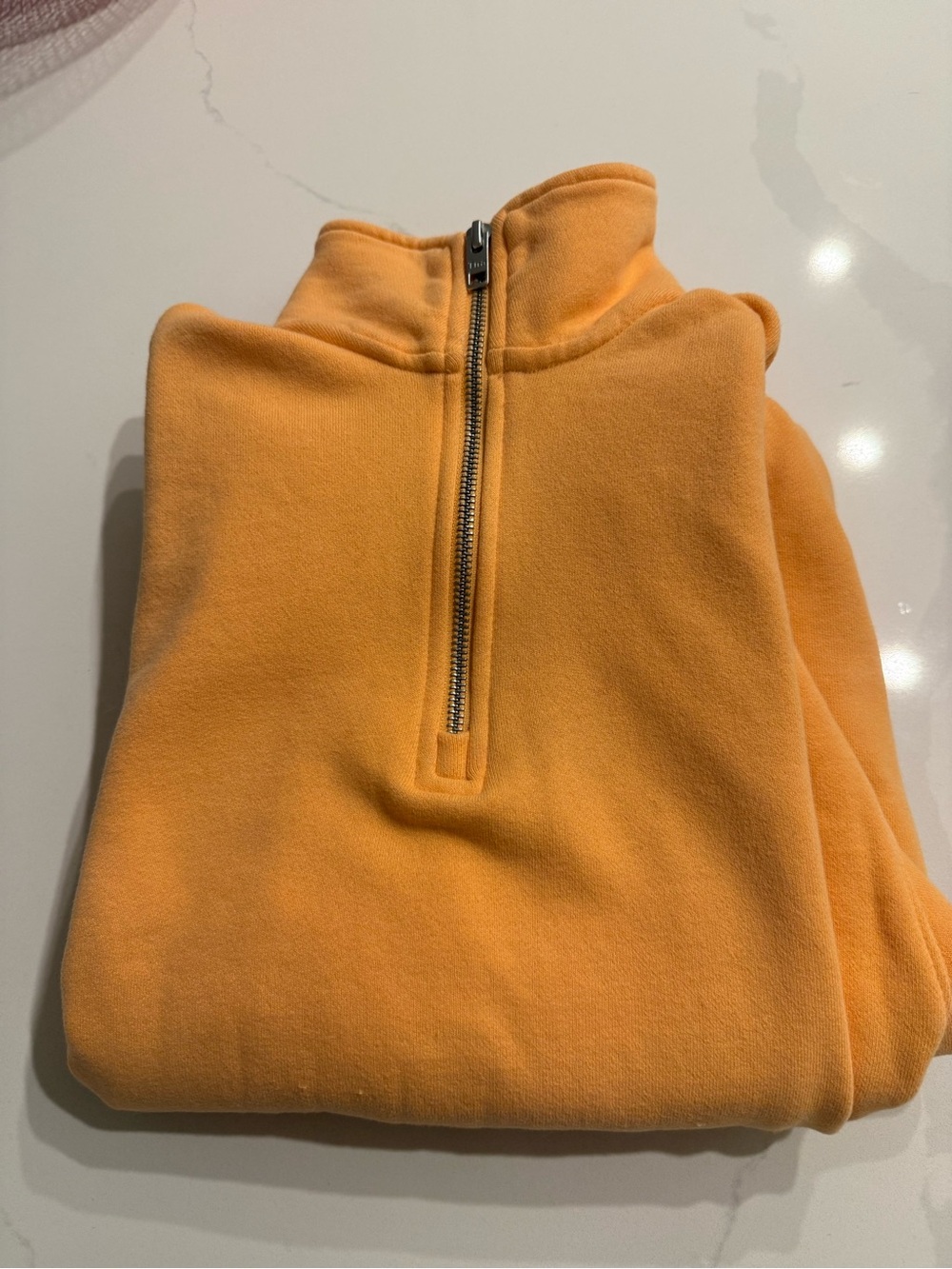 Aritzia TNA cozy fleece mega ¼ zip sweater in apricot